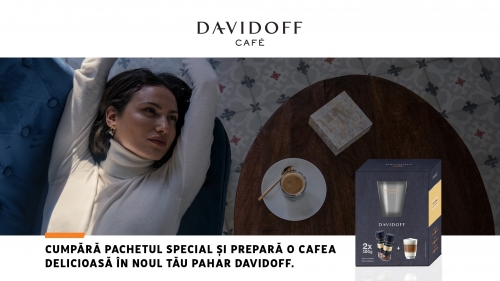 Set cafea instant Davidoff Cafe Fine Aroma 2x100g + cana latte machiatto